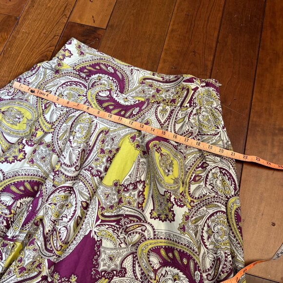 Twenty One Cream A-Line Skirt with Purple and Yellow Paisley - Picture 8 of 9